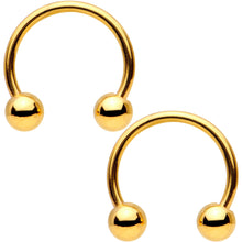 将图片加载到图库查看器，16G 3/8 Rainbow Black Gold Tone PVD Pack Set of 8 Horseshoe Barbells
