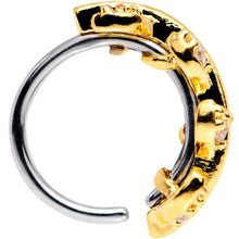 将图片加载到图库查看器，18G 5/16 Clear CZ Gem Gold Tone Leafy Seamless Circular Ring
