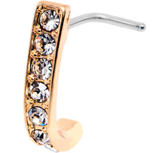 Load image into Gallery viewer, 20G Clear CZ Sleek Rose Gold Tone Faux Hoop L Shaped Nose Ring

