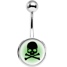 Load image into Gallery viewer, Green Black Skull Belly Ring
