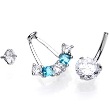 Load image into Gallery viewer, Clear Blue CZ Gem Sassy Sparkle Butterfly Dangle Belly Ring
