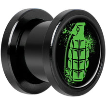 将图片加载到图库查看器，Green Grenade Black Anodized Screw Fit Plug Set 00G
