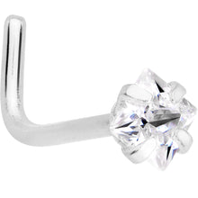 将图片加载到图库查看器，20G 1/4 Clear Square 2.5mm CZ Gem Steel L-Shape Nose Ring
