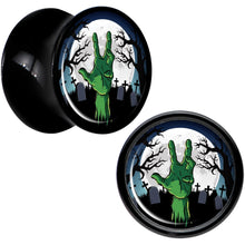 Load image into Gallery viewer, Cemetery Zombie Hand Halloween Black Acrylic Plug Set Available Sizes 0G to 20mm
