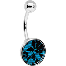 将图片加载到图库查看器，Blue Floral Lace Belly Ring
