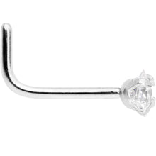 将图片加载到图库查看器，20G 1/4 Clear Square 2.5mm CZ Gem Steel L-Shape Nose Ring
