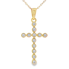 Load image into Gallery viewer, .12ct Diamond Cross Religious Pendant 14KT Yellow Gold
