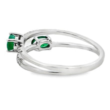 Load image into Gallery viewer, .57ct Emerald Diamond Ring 14KT White Gold
