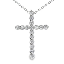将图片加载到图库查看器，.50ct Cross Religious Pendant Sterling Silver
