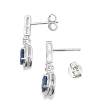 Load image into Gallery viewer, 1.40ct Sapphire Diamond Dangle Earrings 10KT White Gold
