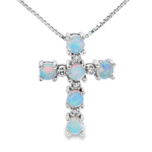 将图片加载到图库查看器，Opal Diamond Cross Religious Pendant 10KT White Gold
