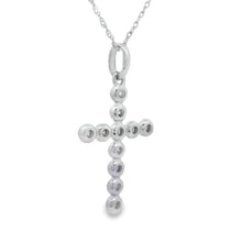 Load image into Gallery viewer, .12ct Diamond Cross Religious Pendant 14KT White Gold
