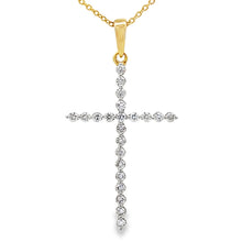 Load image into Gallery viewer, .21ct Diamond Cross Religious Pendant 14KT Yellow Gold
