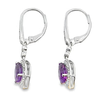 将图片加载到图库查看器，2.13ct Amethyst Diamond Dangle Earrings 10KT White Gold
