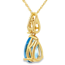 Load image into Gallery viewer, Blue Topaz Diamond Fashion Pendants 10KT Yellow Gold
