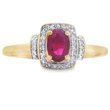 将图片加载到图库查看器，Genuine .65ct Ruby Diamond Ring 10KT Yellow Gold
