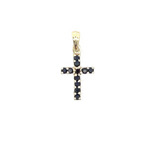 Load image into Gallery viewer, .21ct Sapphire Cross Religious Pendant 10KT Yellow Gold
