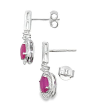将图片加载到图库查看器，1.40ct Ruby Diamond Dangle Earrings 10KT White Gold
