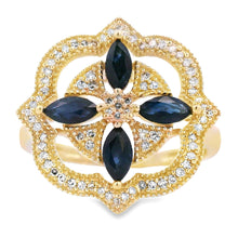Load image into Gallery viewer, Genuine .88ct Sapphire Diamond Ring 14KT Yellow Gold
