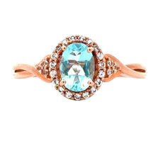 Load image into Gallery viewer, Created Aquamarine Created Sapphire Ring 10KT Rose Gold
