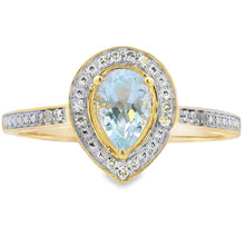 Load image into Gallery viewer, .39ct Aquamarine Diamond Ring 10KT Yellow Gold
