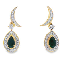将图片加载到图库查看器，.55ct Onyx Diamond Dangle Earrings 10KT Yellow Gold
