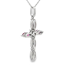Load image into Gallery viewer, Ruby Diamond Cross Religious Pendant 10KT White Gold
