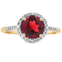 将图片加载到图库查看器，1.75ct Garnet Diamond Ring 10KT Yellow Gold
