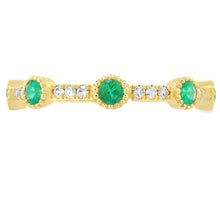 将图片加载到图库查看器，Emerald Diamond stackable band set 14KT Yellow Gold

