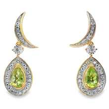 Load image into Gallery viewer, .52ct Peridot Diamond Dangle Earrings 10KT Yellow Gold
