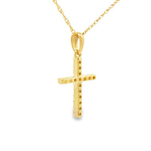 Load image into Gallery viewer, .10ct Diamond Cross Religious Pendant 14KT Yellow Gold
