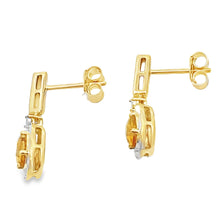 Load image into Gallery viewer, 1.06ct Citrine Diamond Dangle Earrings 10KT Yellow Gold
