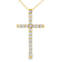 Load image into Gallery viewer, .50ct Diamond Cross Religious Pendant 14KT Yellow Gold
