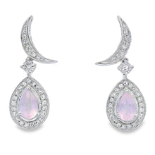 Load image into Gallery viewer, Rose Quartz Diamond Dangle Earrings 10KT White Gold
