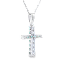 Load image into Gallery viewer, .20ct Emerald Cross Religious Pendant 14KT White Gold
