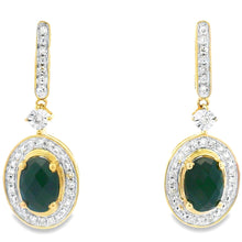 将图片加载到图库查看器，1.06ct Onyx Diamond Dangle Earrings 10KT Yellow Gold
