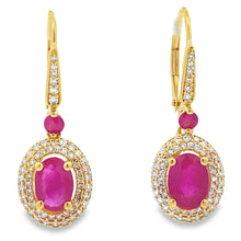 Load image into Gallery viewer, 3.50ct Ruby Diamond Dangle Earrings 10KT Yellow Gold
