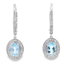 Load image into Gallery viewer, Aquamarine Diamond Dangle Earrings 10KT White Gold
