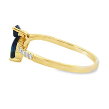 将图片加载到图库查看器，.36ct Sapphire Diamond Ring 14KT Yellow Gold
