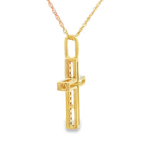 将图片加载到图库查看器，.07ct Diamond Cross Religious Pendant 10KT Yellow Gold
