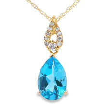 Load image into Gallery viewer, Blue Topaz Diamond Fashion Pendants 10KT Yellow Gold
