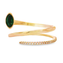 将图片加载到图库查看器，.75ct Emerald Diamond Ring 14KT Yellow Gold
