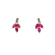 将图片加载到图库查看器，.58ct Ruby Diamond Earrings 10KT Yellow Gold
