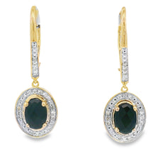 将图片加载到图库查看器，1.05ct Onyx Diamond Dangle Earrings 10KT Yellow Gold
