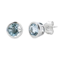 Load image into Gallery viewer, Genuine .78ct Aquamarine Stud Earrings 10KT White Gold
