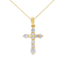 Load image into Gallery viewer, .30ct Diamond Cross Religious Pendant 14KT Yellow Gold
