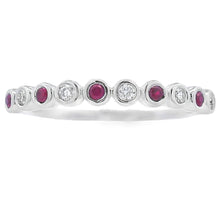 Load image into Gallery viewer, .18ct Ruby Diamond stackable band set 14KT White Gold
