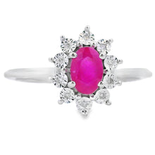 将图片加载到图库查看器，.63ct Ruby Diamond Ring 10KT White Gold
