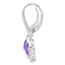 将图片加载到图库查看器，.88ct Amethyst Diamond Dangle Earrings 10KT White Gold
