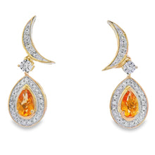 将图片加载到图库查看器，.48ct Citrine Diamond Dangle Earrings 10KT Yellow Gold
